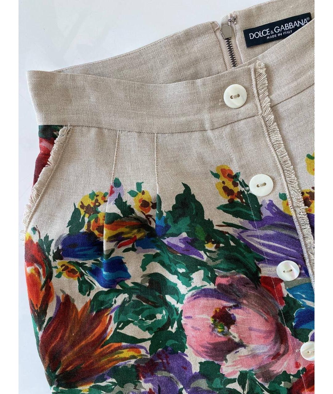 DOLCE&GABBANA Мульти льняная юбка миди, фото 3