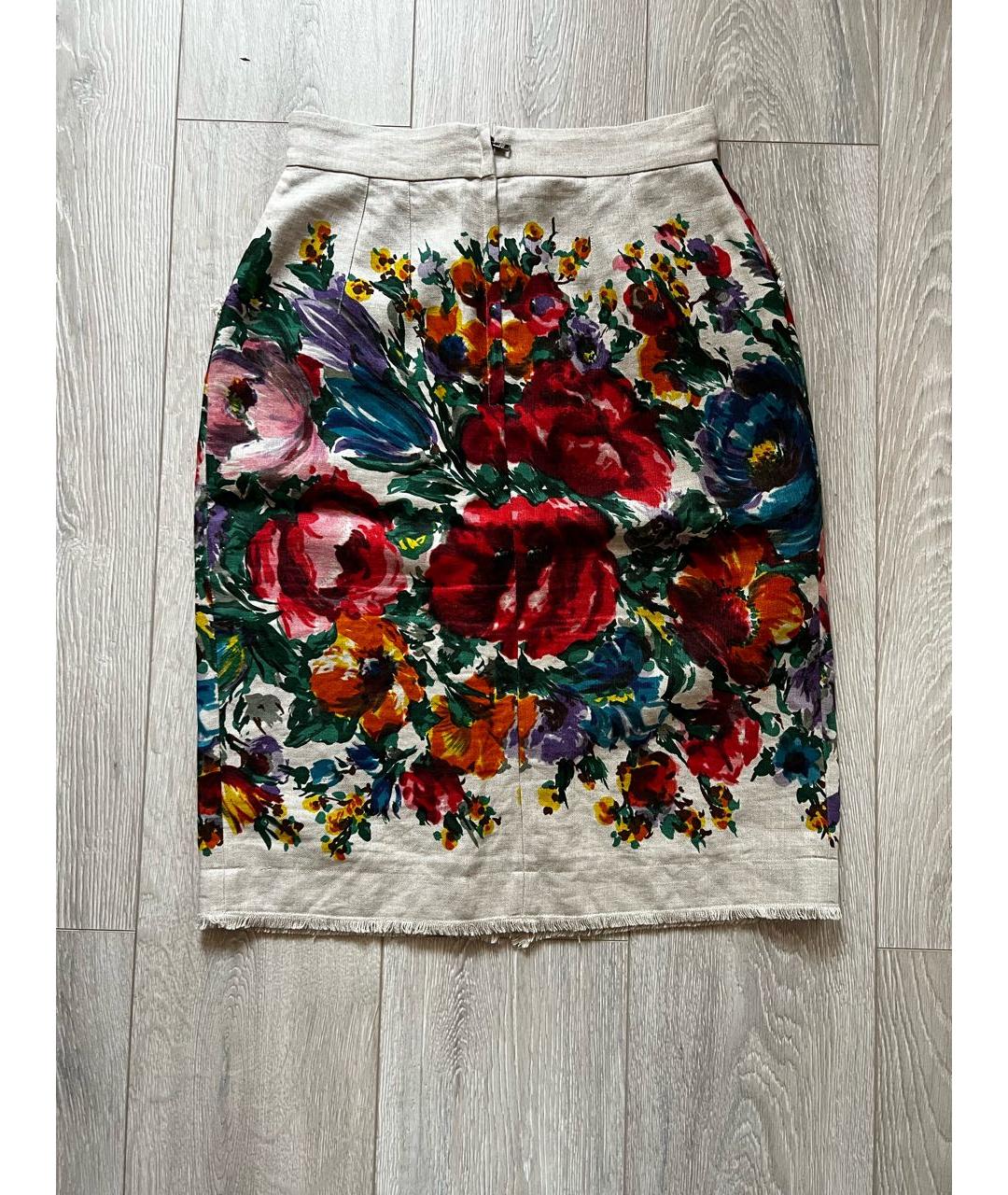 DOLCE&GABBANA Мульти льняная юбка миди, фото 2