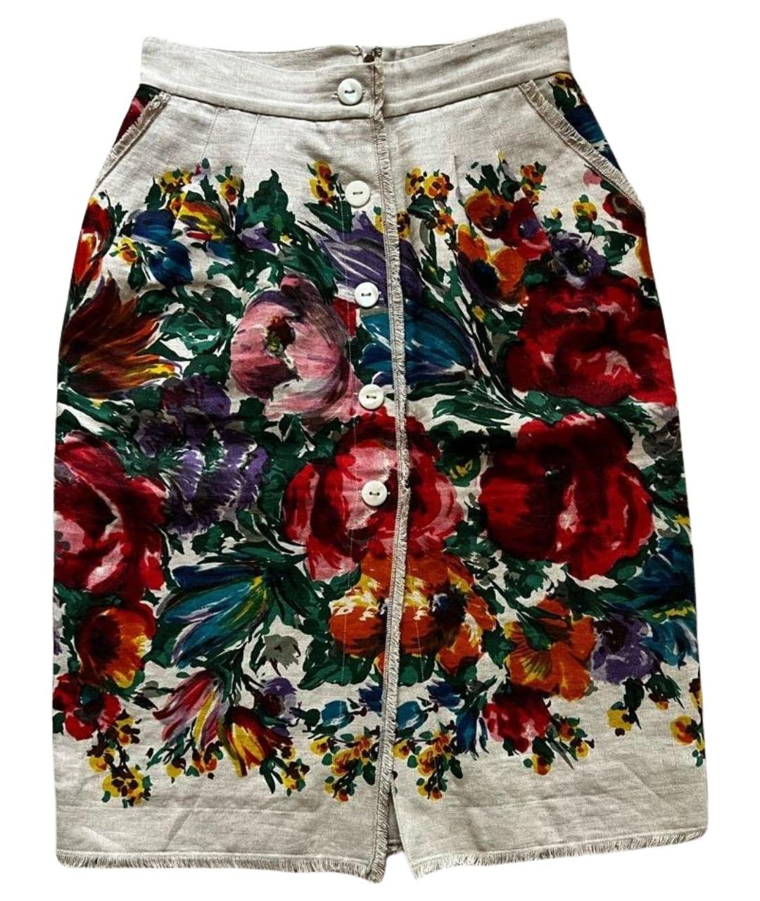 DOLCE&GABBANA Мульти льняная юбка миди, фото 10