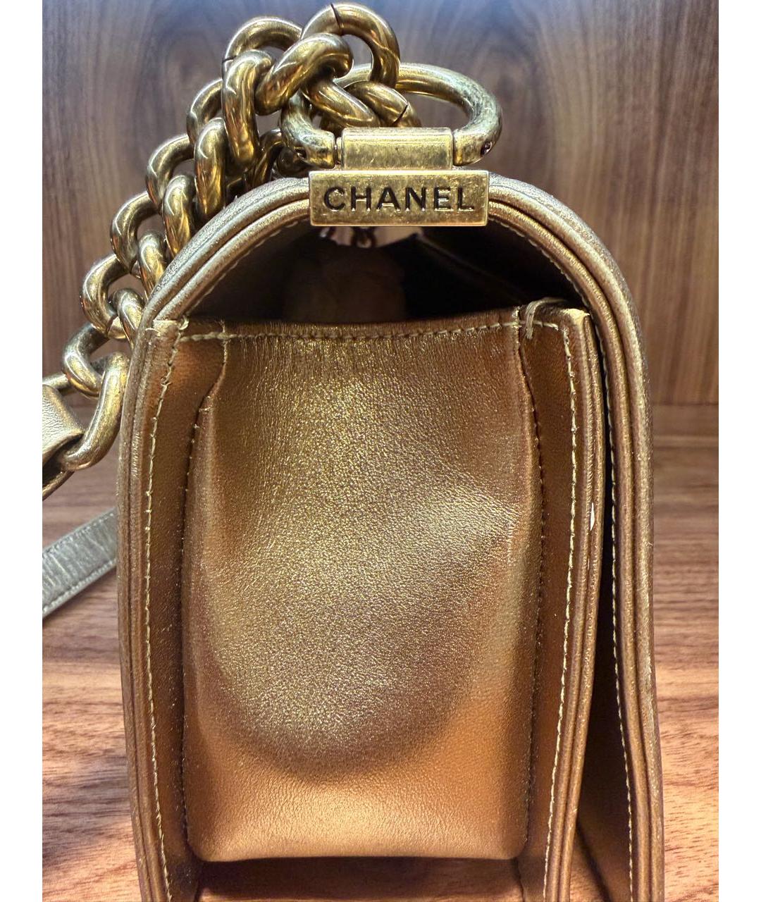 CHANEL Золотая кожаная сумка через плечо, фото 2