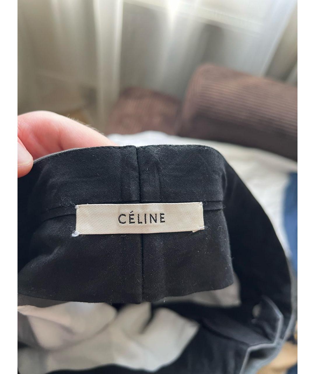 CELINE Антрацитовые хлопковые прямые брюки, фото 3