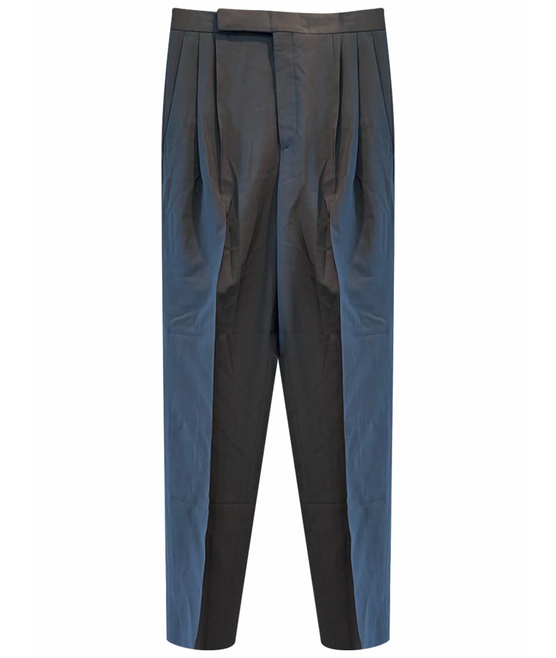 CELINE Антрацитовые хлопковые прямые брюки, фото 1
