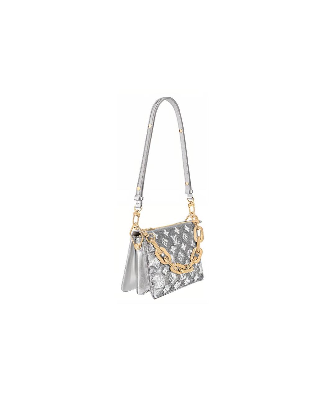 LOUIS VUITTON Серебряная кожаная сумка через плечо, фото 3