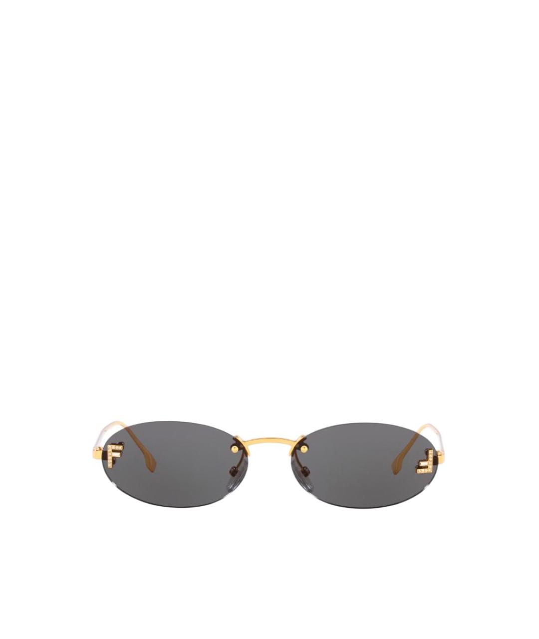 FENDI Золотые солнцезащитные очки, фото 2