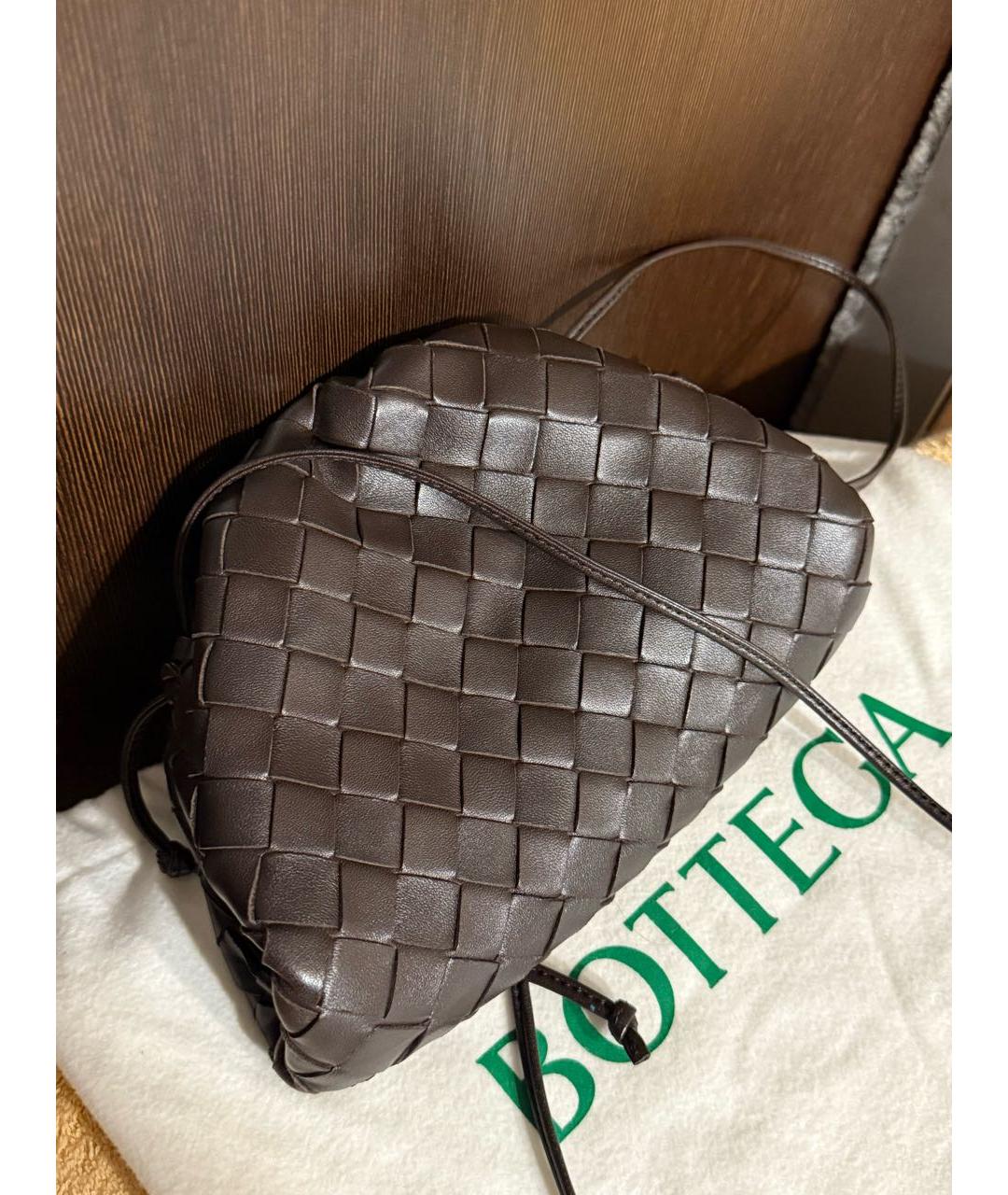 BOTTEGA VENETA Коричневая кожаная сумка через плечо, фото 7