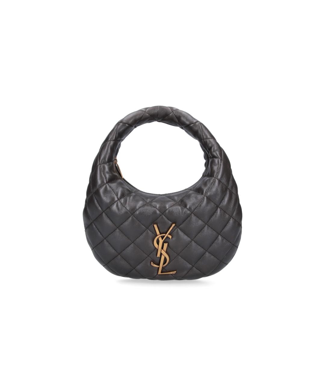 SAINT LAURENT Коричневая кожаная сумка с короткими ручками, фото 1