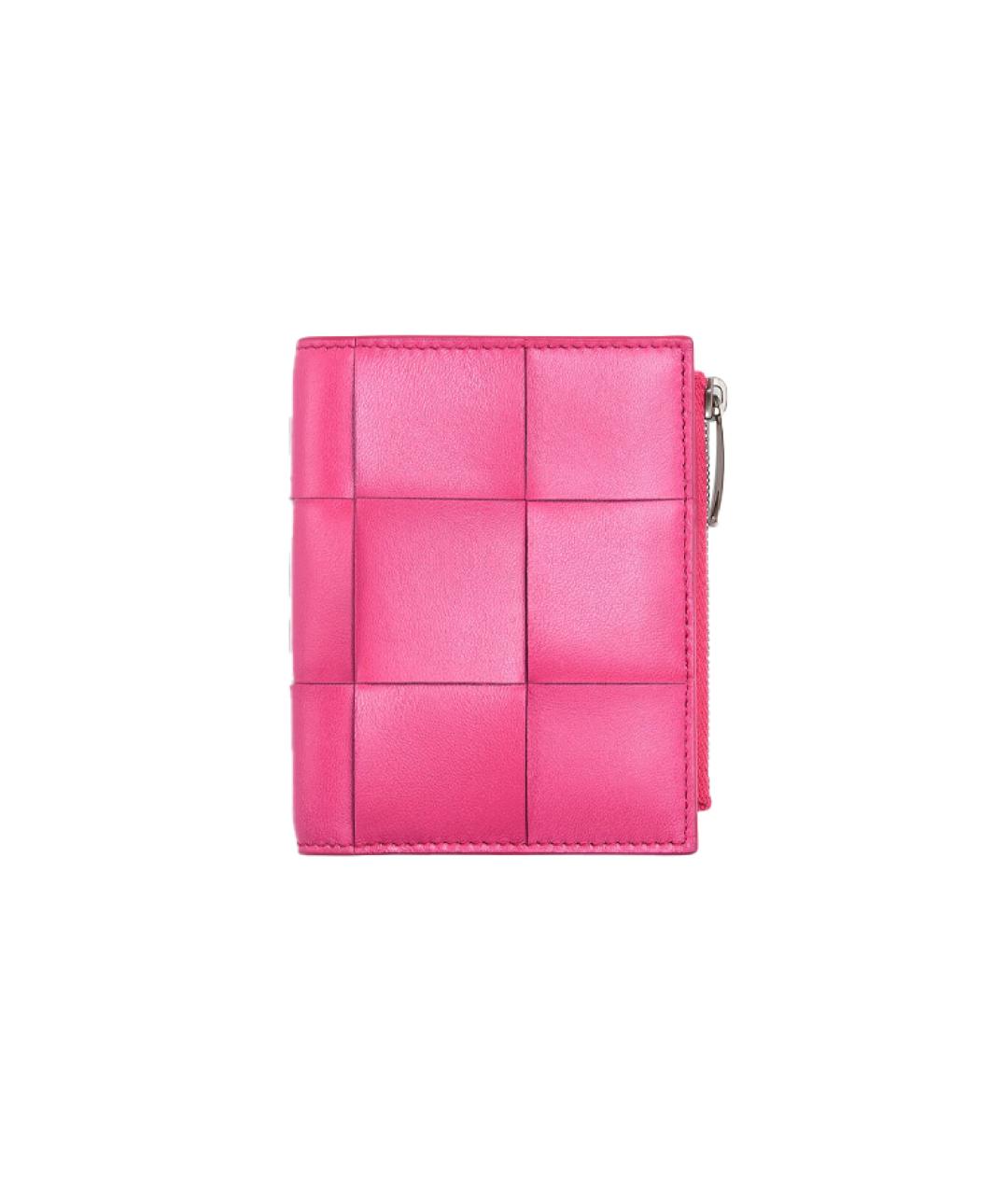 BOTTEGA VENETA Розовый кожаный кошелек, фото 5