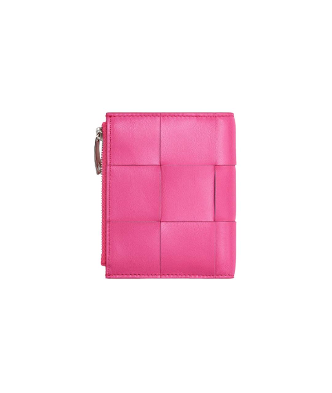 BOTTEGA VENETA Розовый кожаный кошелек, фото 3