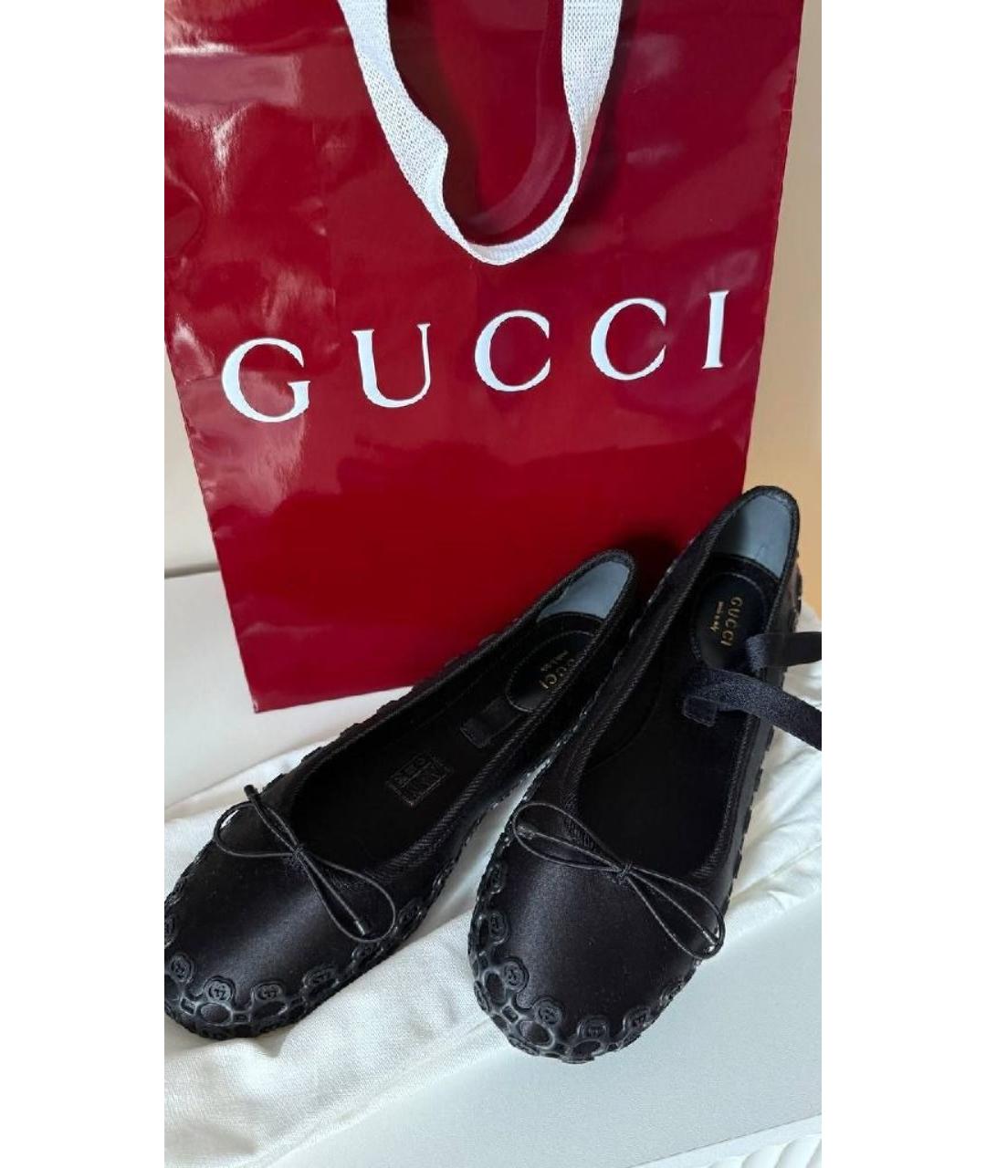 GUCCI Черные текстильные балетки, фото 3