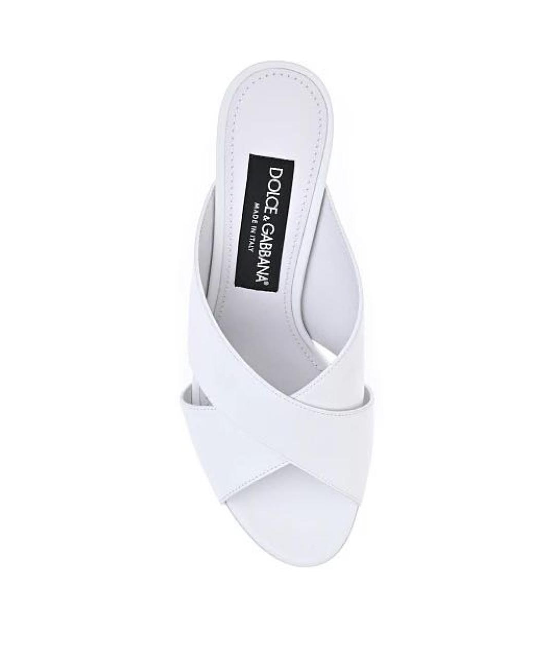 DOLCE&GABBANA Белые кожаные босоножки, фото 3