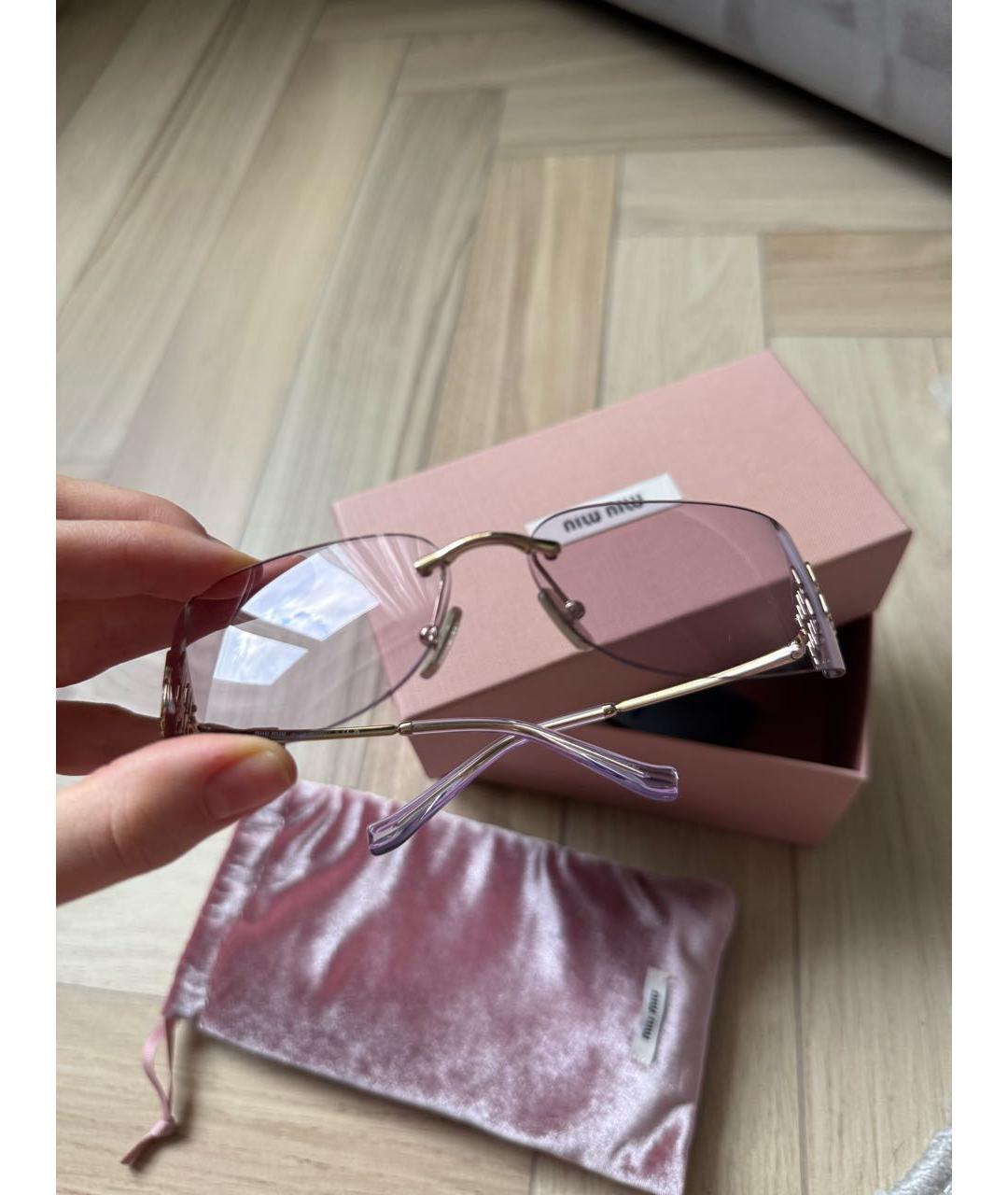 MIU MIU Розовые металлические солнцезащитные очки, фото 3