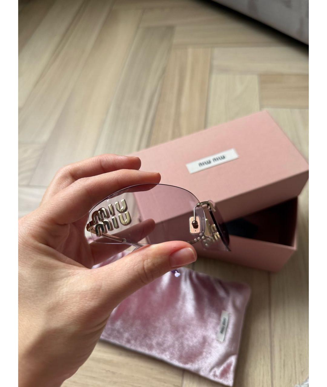 MIU MIU Розовые металлические солнцезащитные очки, фото 4