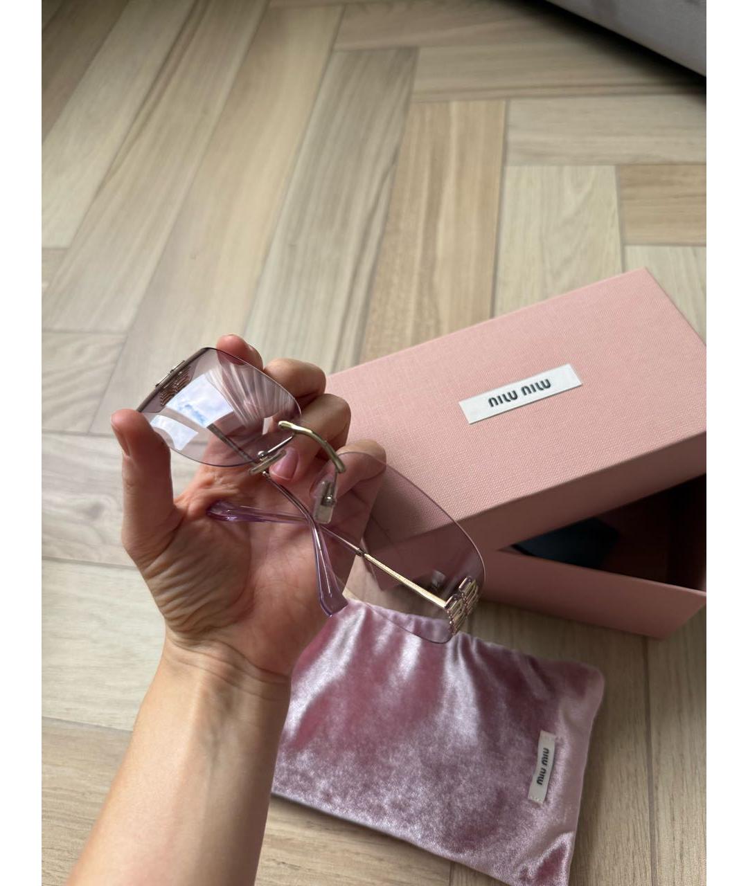 MIU MIU Розовые металлические солнцезащитные очки, фото 5