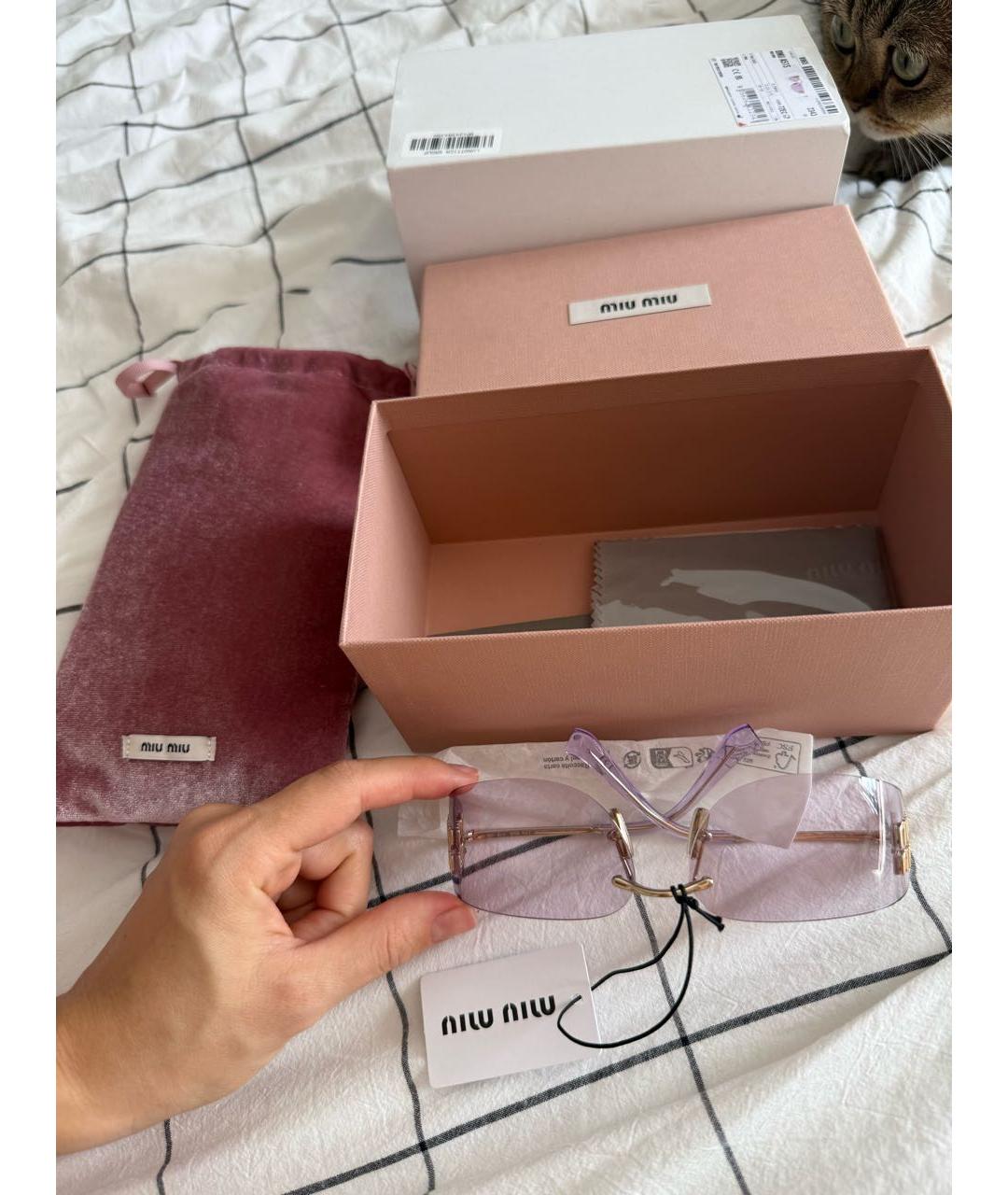 MIU MIU Розовые металлические солнцезащитные очки, фото 2
