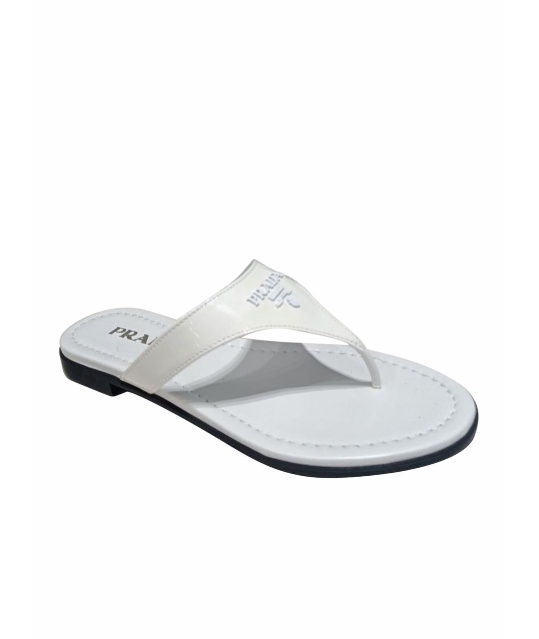 PRADA Бирюзовые сандалии из лакированной кожи, фото 1
