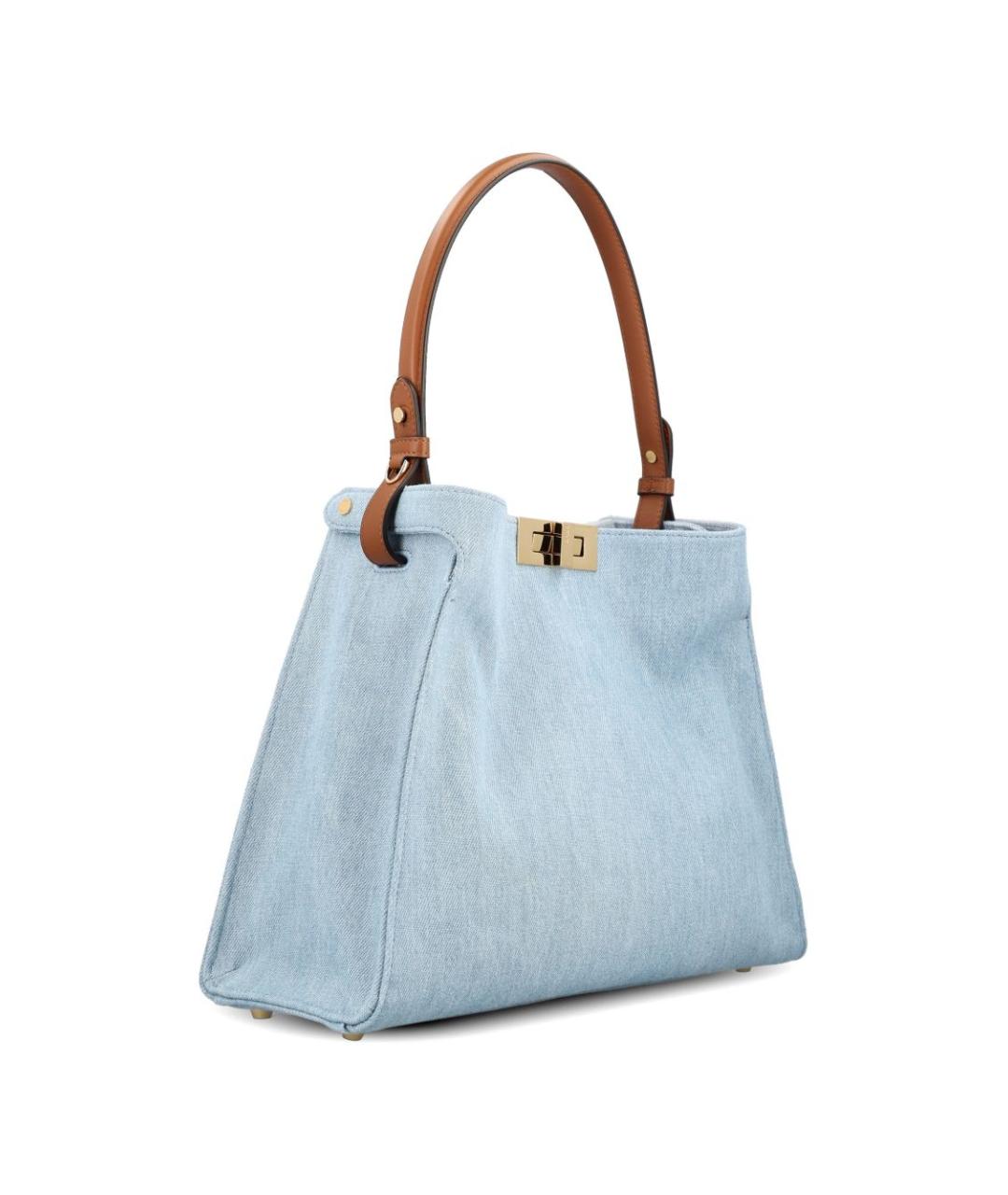 FENDI Голубая тканевая сумка тоут, фото 4