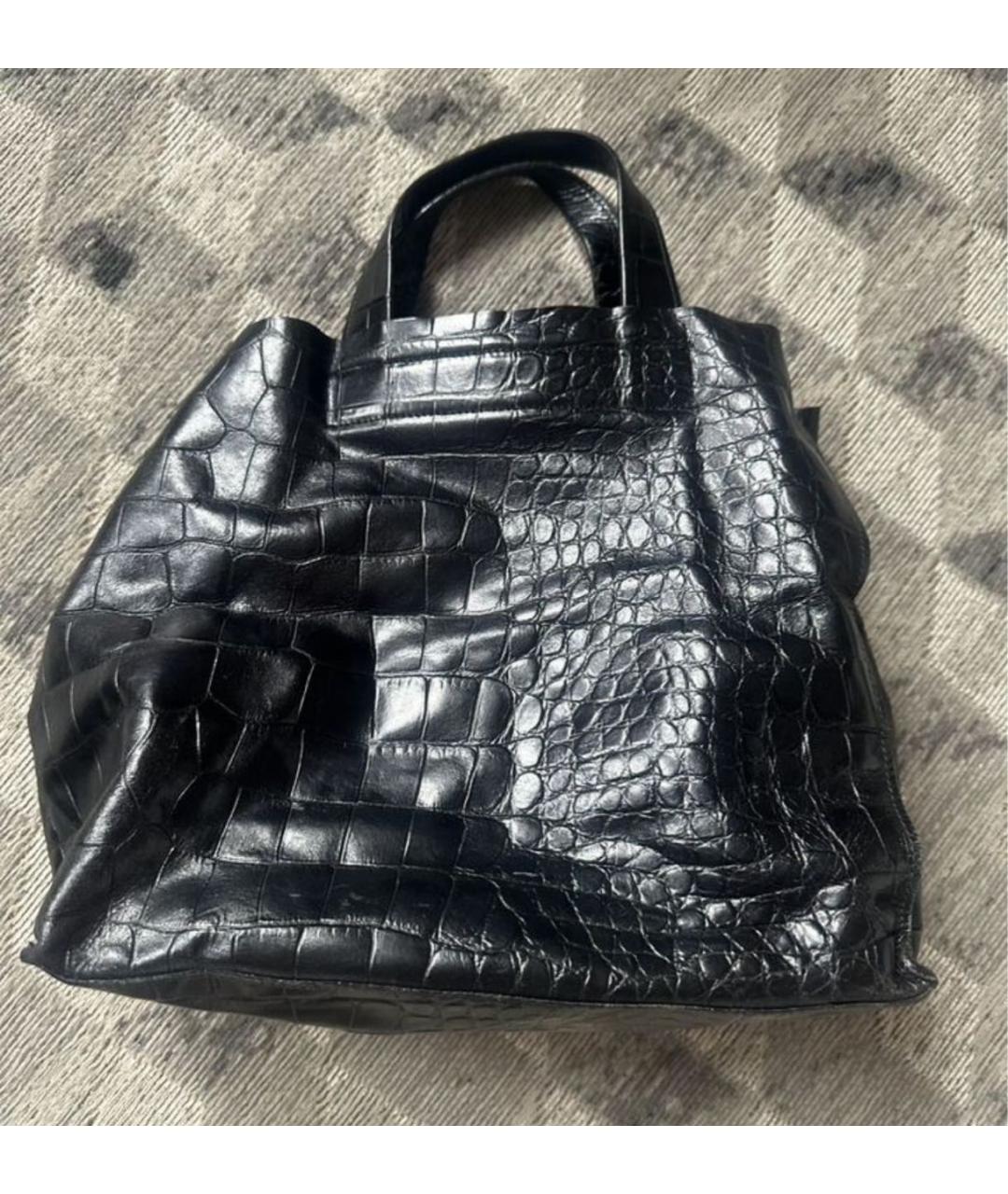 FURLA Черная кожаная сумка тоут, фото 5