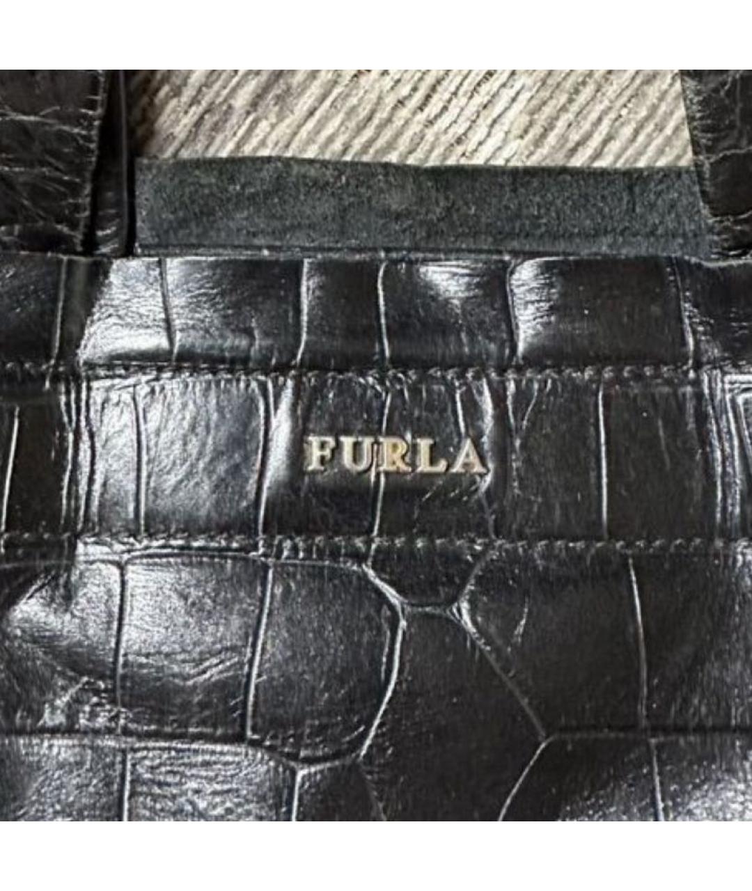 FURLA Черная кожаная сумка тоут, фото 3
