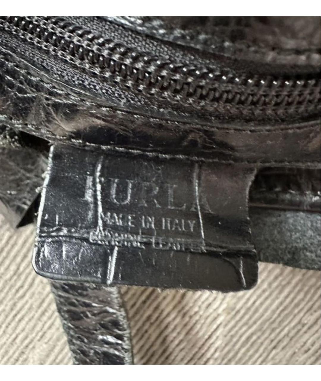 FURLA Черная кожаная сумка тоут, фото 4