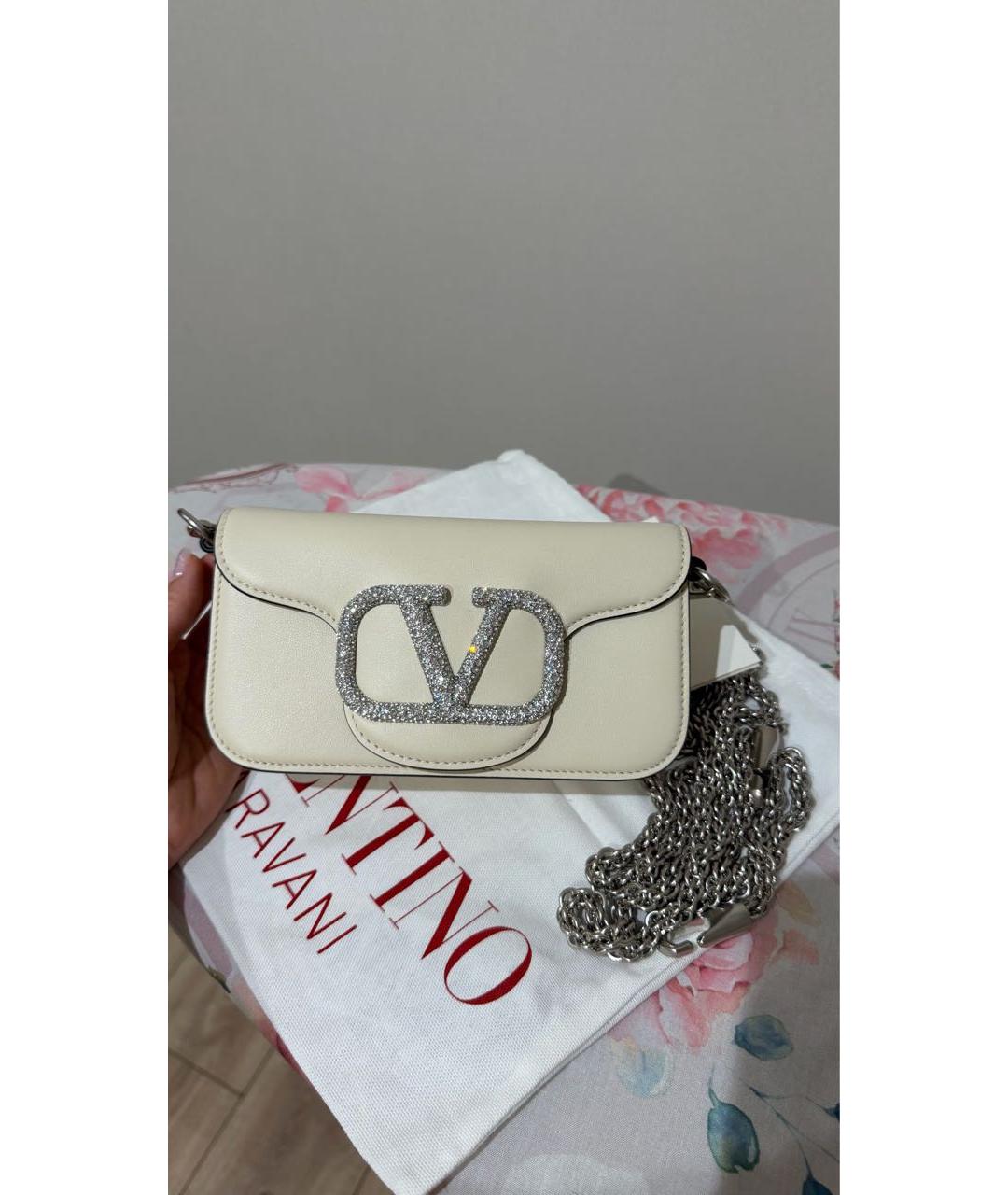 VALENTINO Белая кожаная сумка с короткими ручками, фото 9