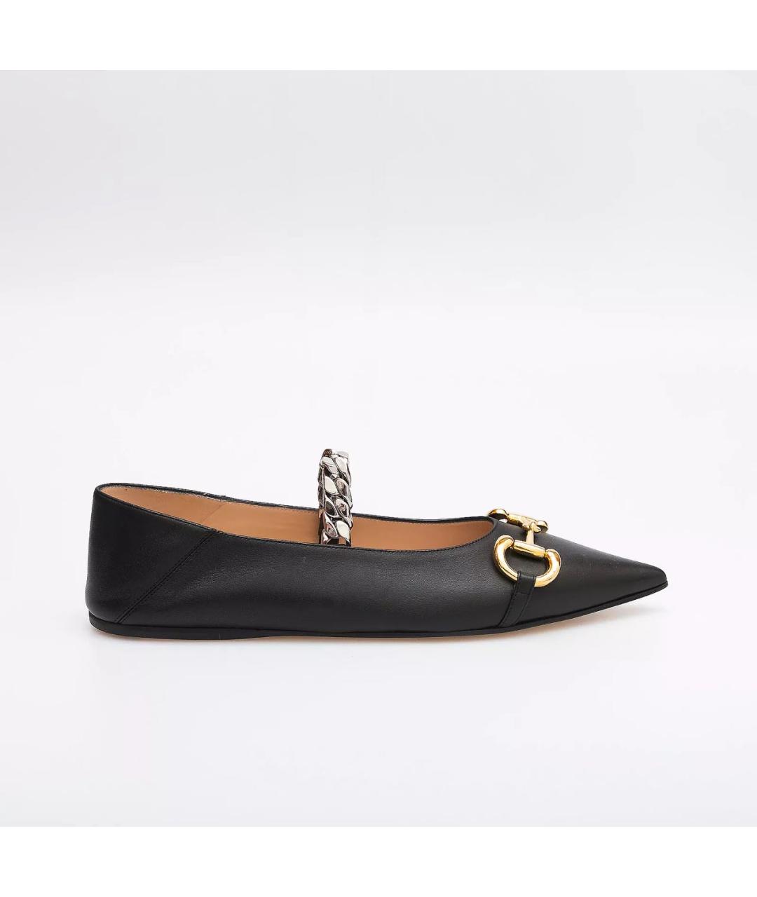 GUCCI Черные кожаные балетки, фото 5