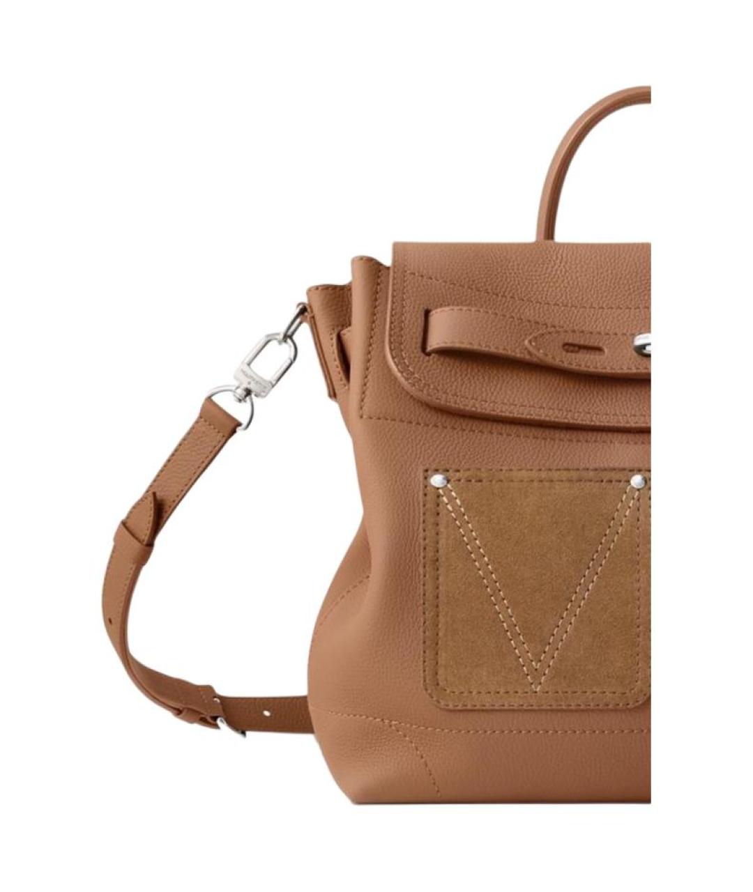 LOUIS VUITTON Коричневая кожаная сумка на плечо, фото 5