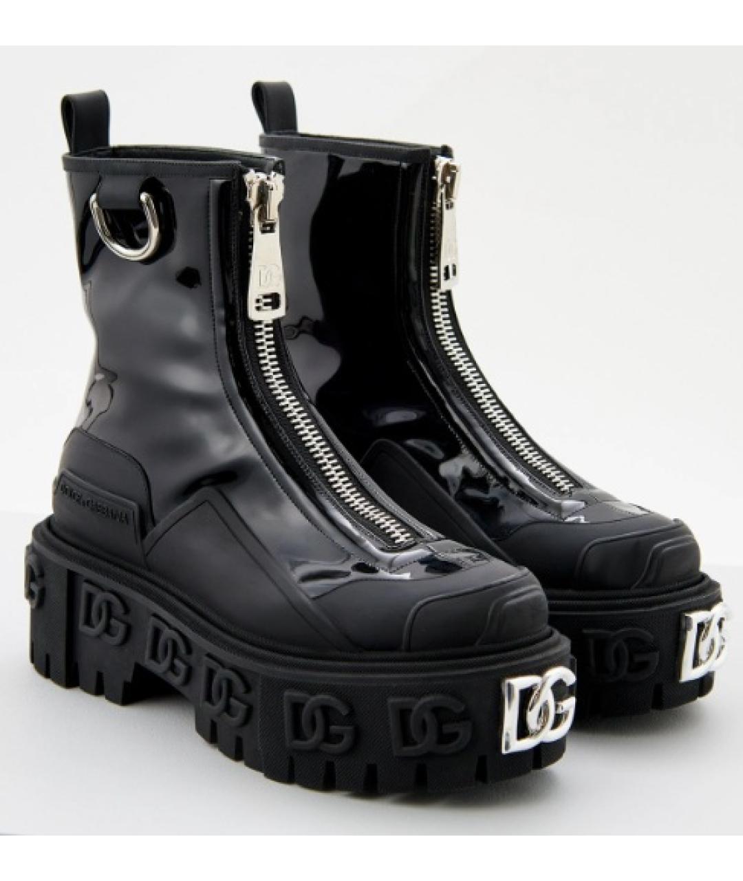 DOLCE&GABBANA Черные кожаные ботинки, фото 2