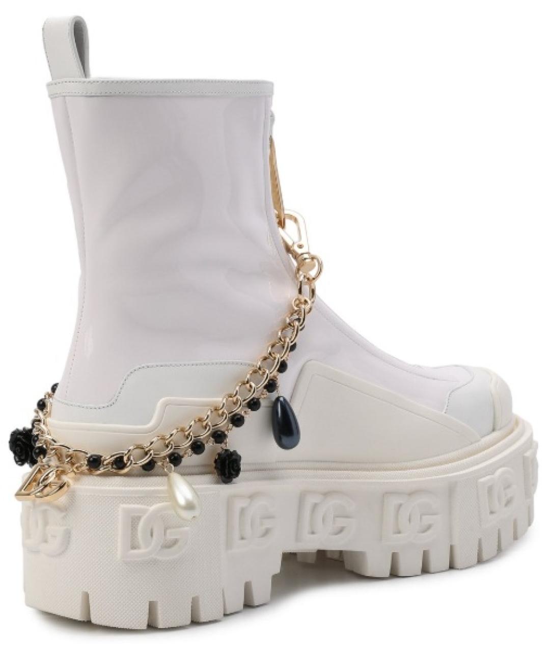 DOLCE&GABBANA Белые кожаные ботинки, фото 3