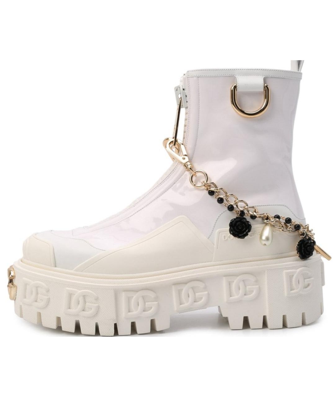 DOLCE&GABBANA Белые кожаные ботинки, фото 8