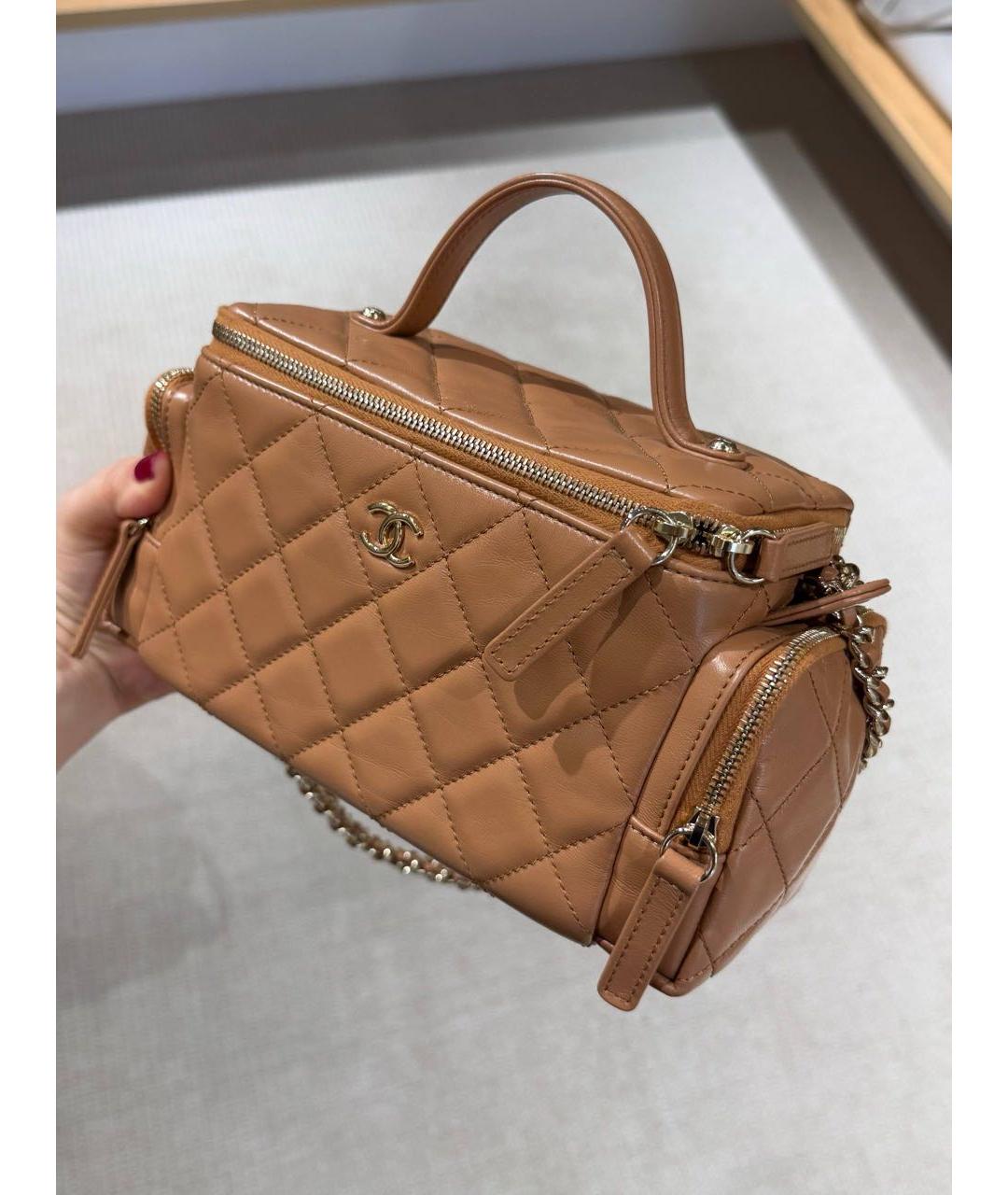 CHANEL Бежевая кожаная сумка через плечо, фото 3