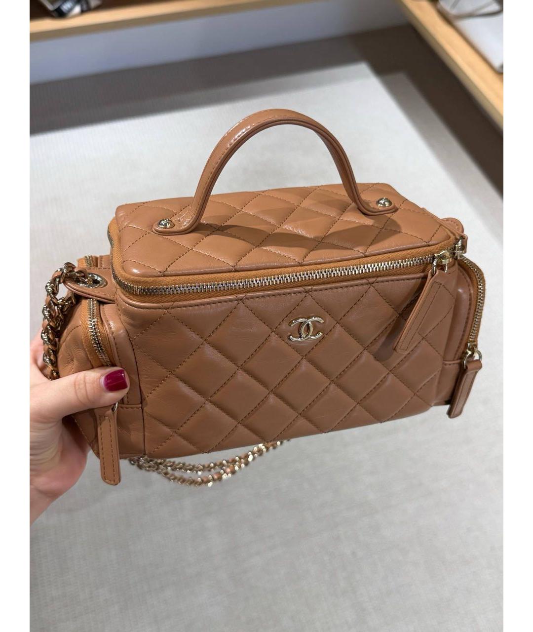 CHANEL Бежевая кожаная сумка через плечо, фото 6