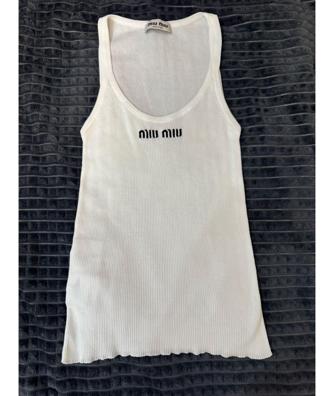 MIU MIU Белая хлопковая майка, фото 8