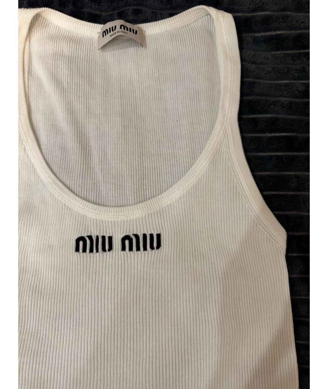 MIU MIU Белая хлопковая майка, фото 3