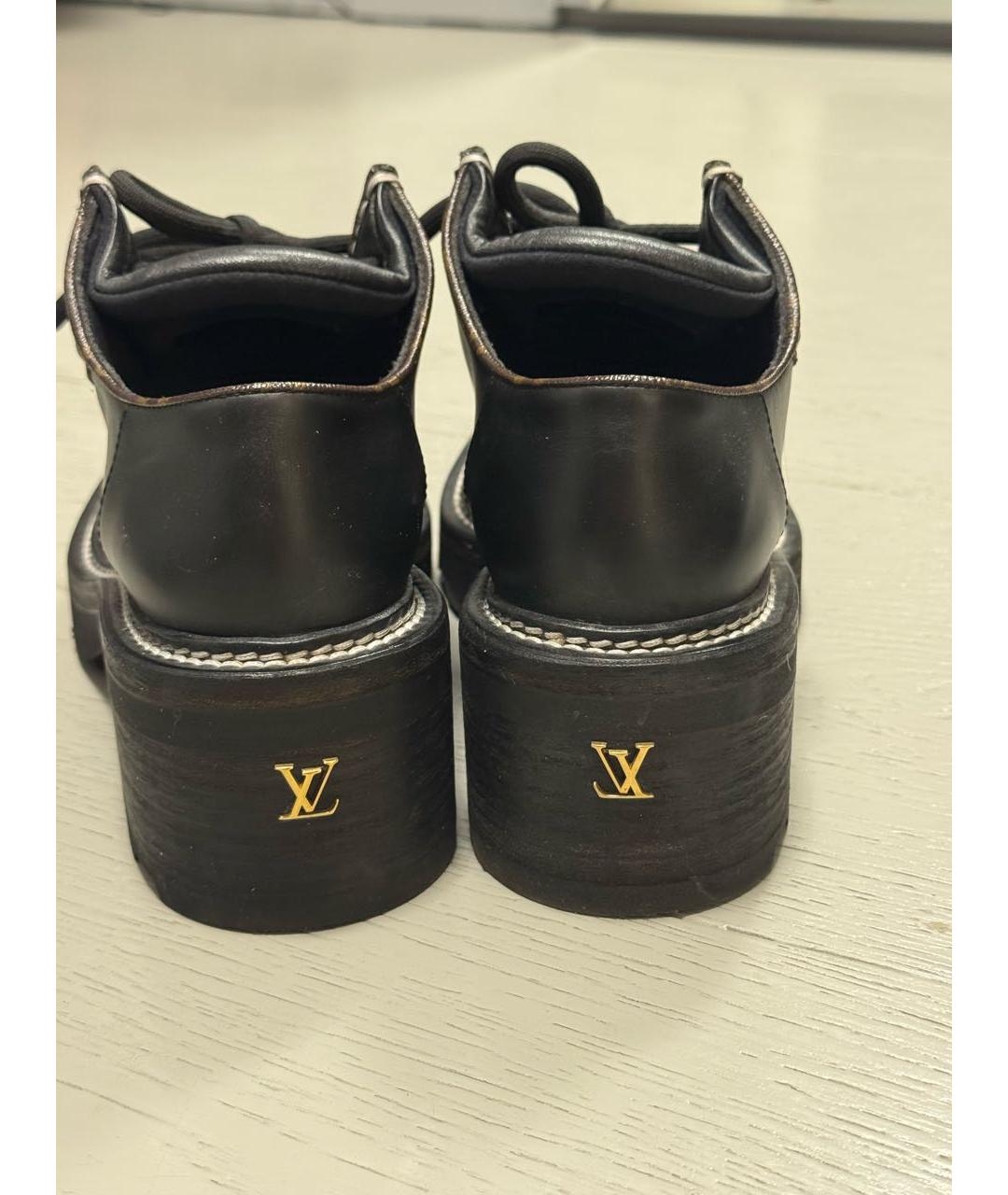 LOUIS VUITTON Черные кожаные брогги и оксфорды, фото 4