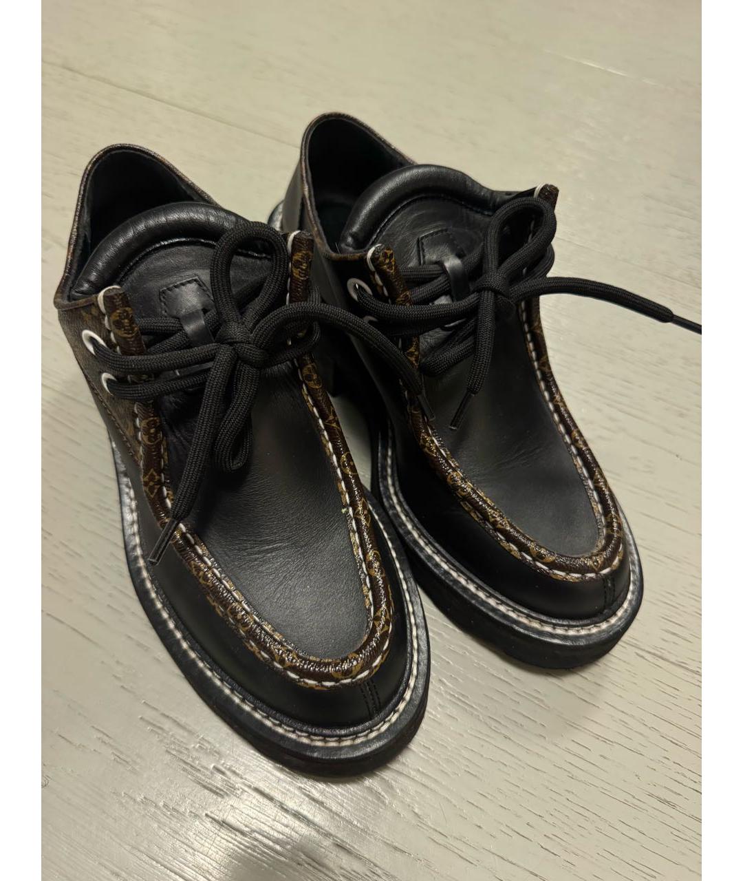 LOUIS VUITTON Черные кожаные брогги и оксфорды, фото 2
