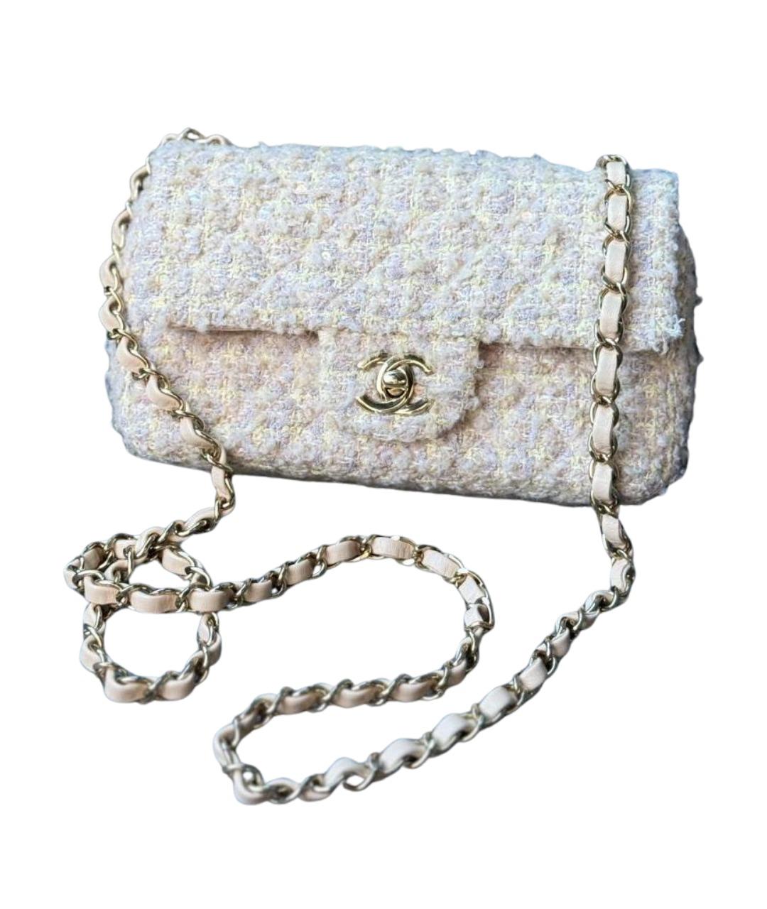 CHANEL Бежевая твидовая сумка через плечо, фото 1