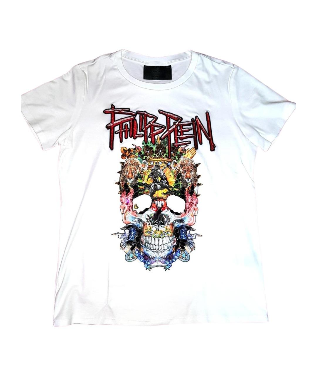 PHILIPP PLEIN Белая хлопковая футболка, фото 1