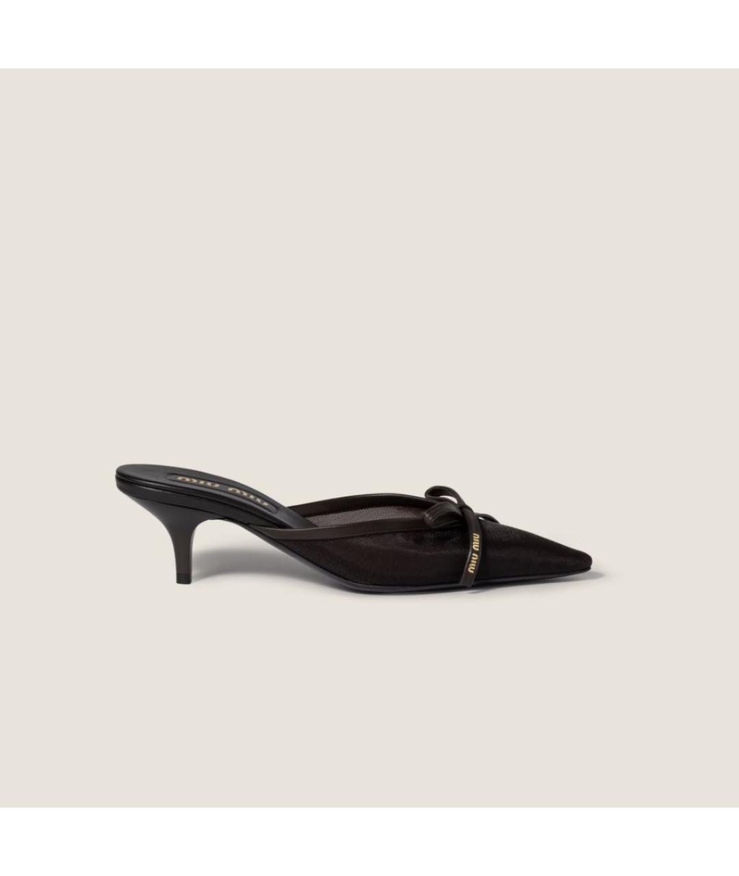 MIU MIU Коричневые текстильные мюли, фото 4