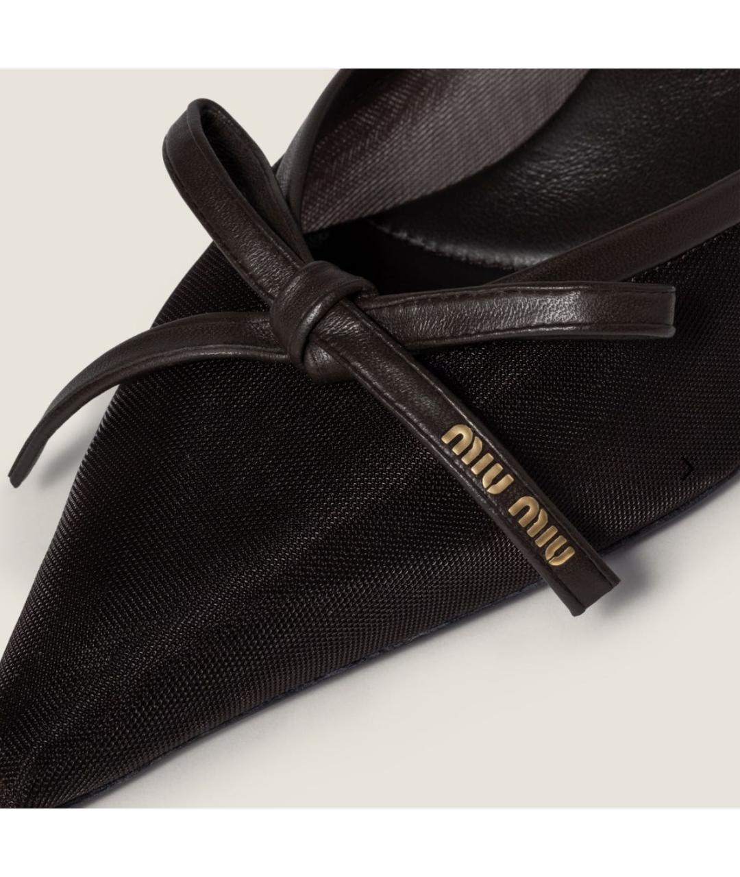 MIU MIU Коричневые текстильные мюли, фото 2