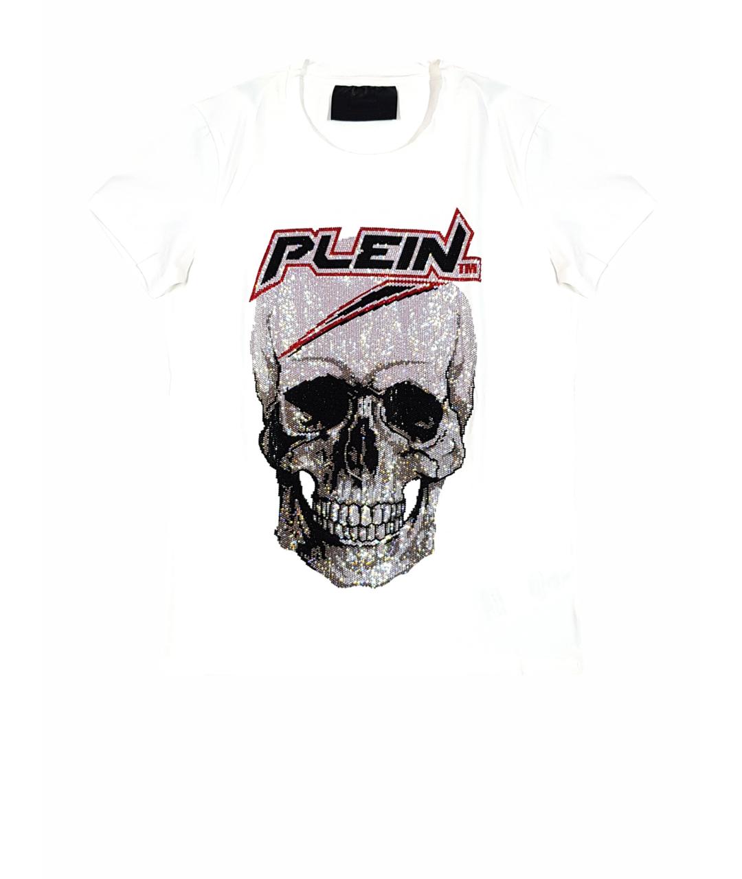 PHILIPP PLEIN Белая хлопко-эластановая футболка, фото 1