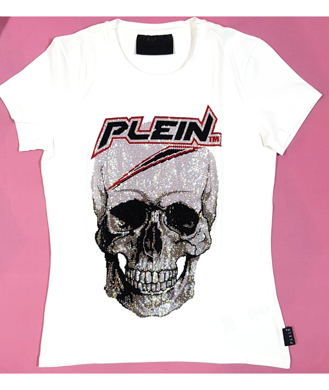 PHILIPP PLEIN Белая хлопко-эластановая футболка, фото 5