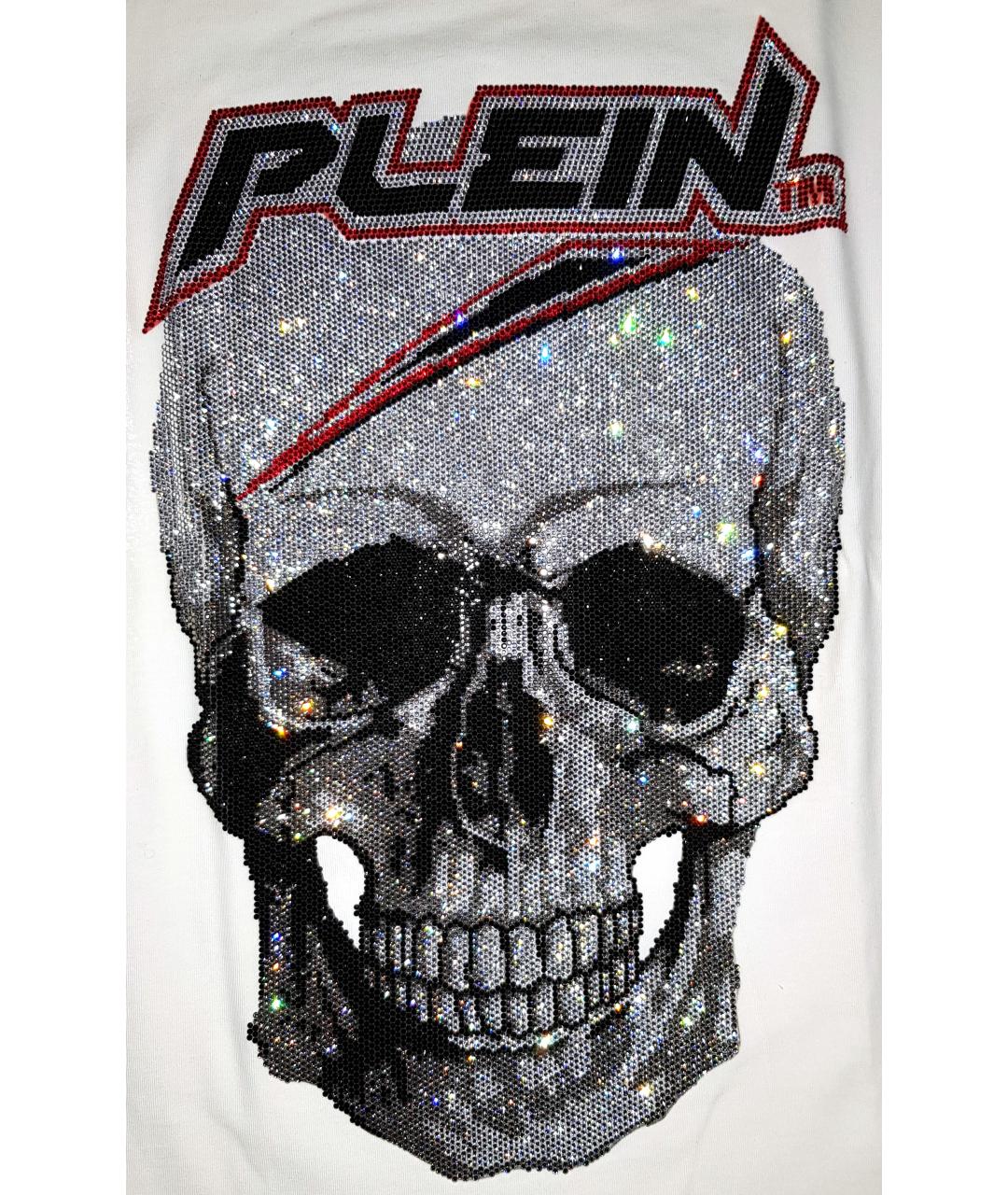 PHILIPP PLEIN Белая хлопко-эластановая футболка, фото 2