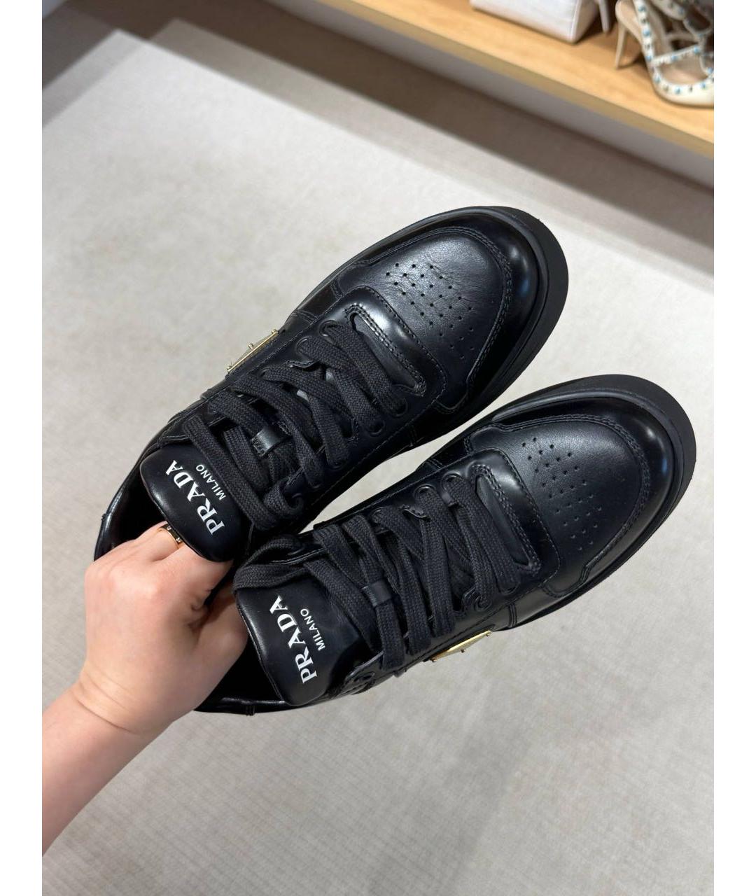 PRADA Черные кожаные кеды, фото 3