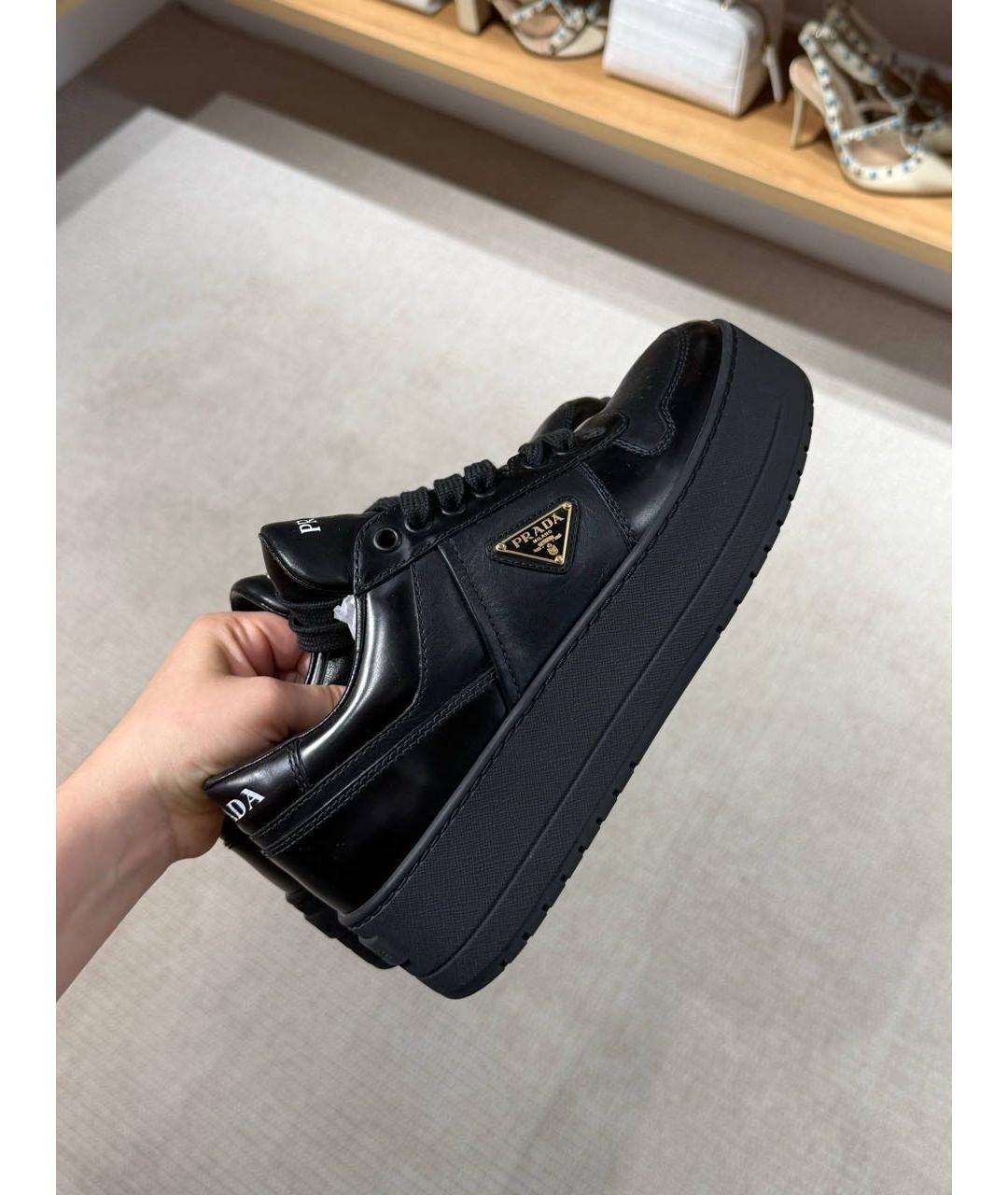PRADA Черные кожаные кеды, фото 6