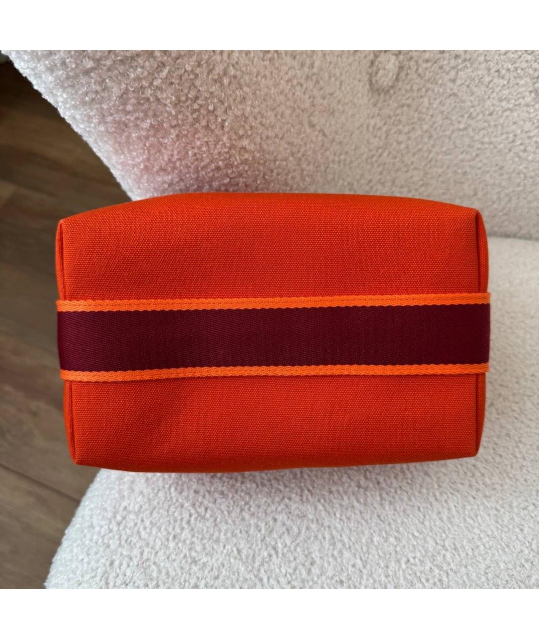HERMES Оранжевая тканевая косметичка, фото 3
