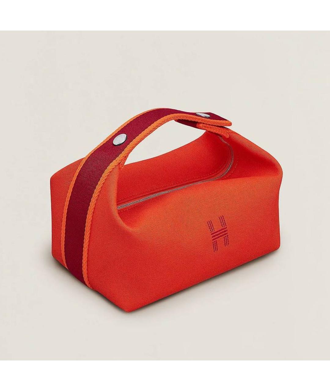 HERMES Оранжевая тканевая косметичка, фото 7