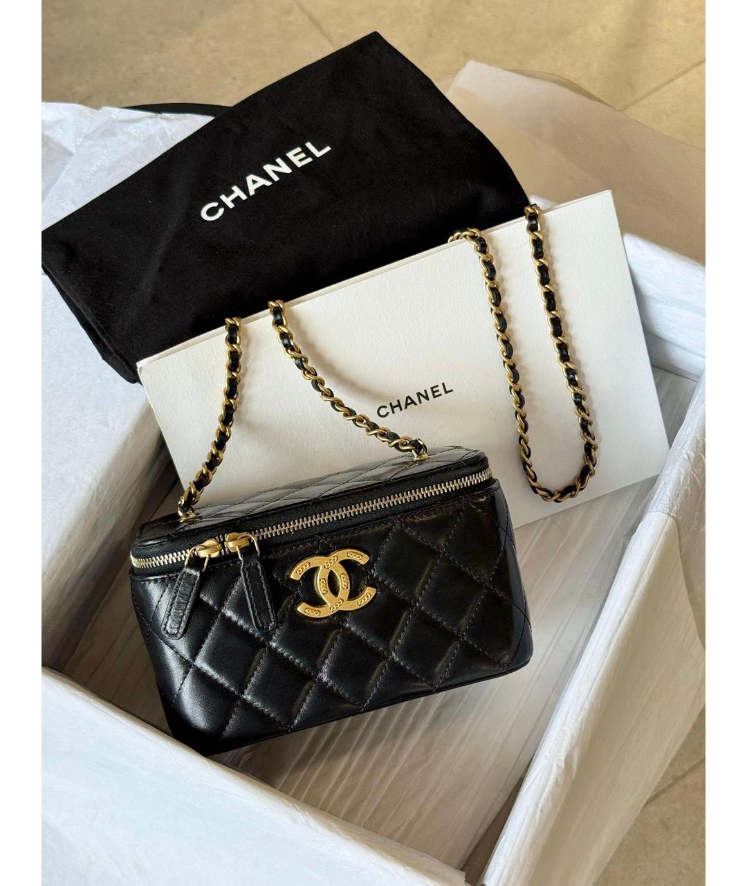 CHANEL Черная кожаная сумка через плечо, фото 8