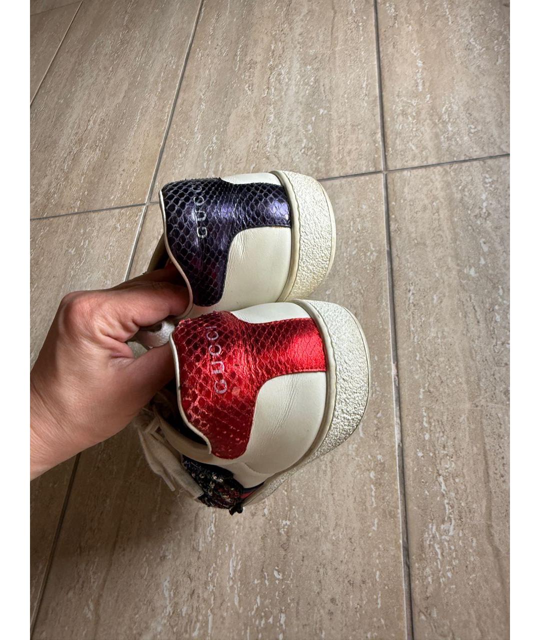 GUCCI Белые кеды из лакированной кожи, фото 6