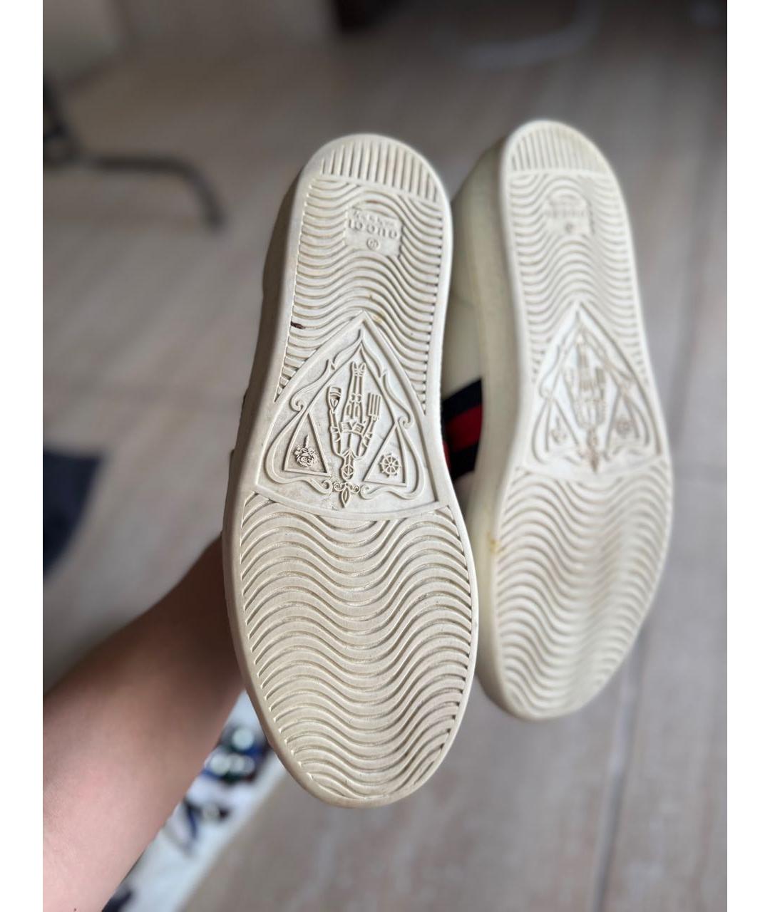 GUCCI Белые кожаные кеды, фото 7