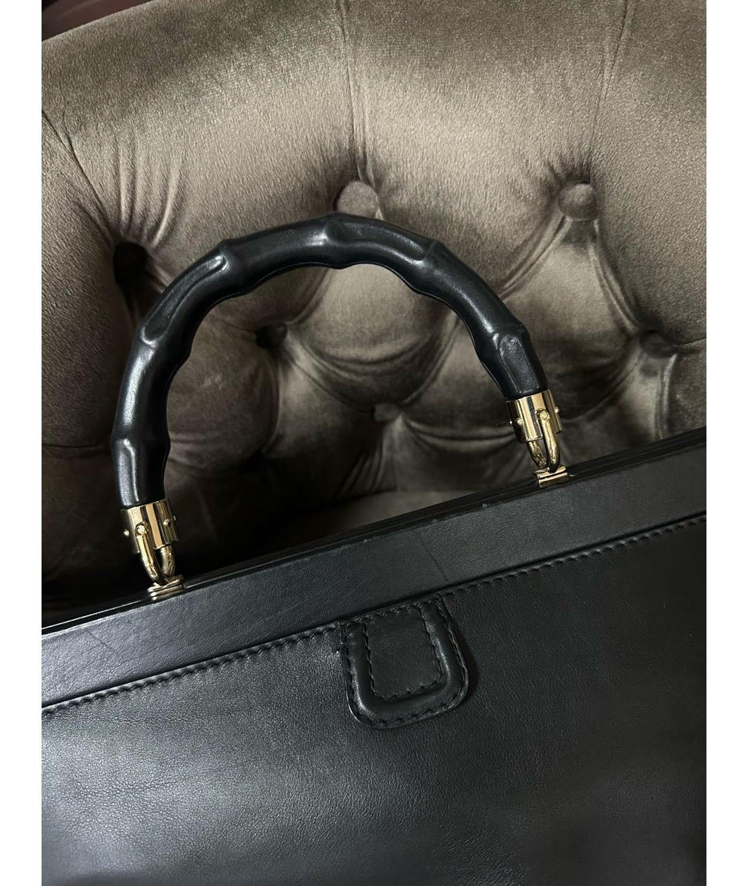 GUCCI Черная кожаная сумка тоут, фото 5
